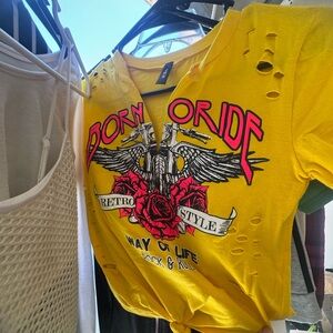 Born to Ride Yellow woman’s crop tshirt